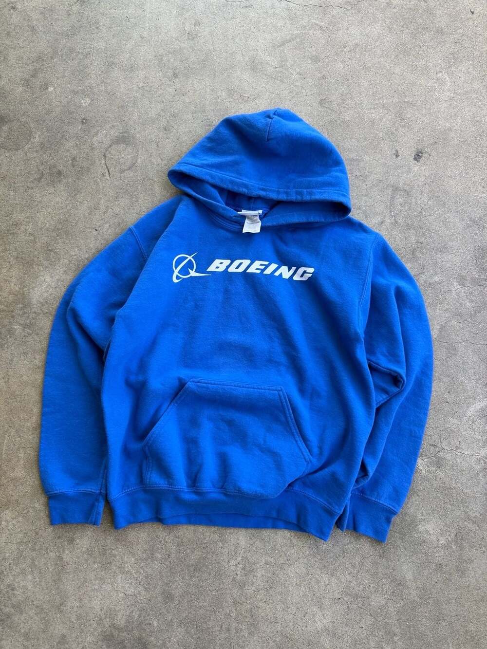Boeing Signature Logo Pullover Hoodie Blue Size Small